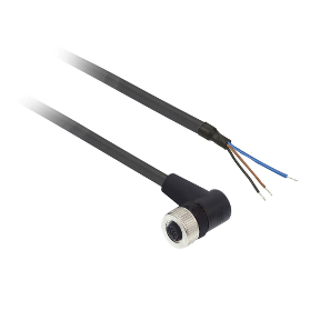 TES Electric M12 Cordset; Female Right Angle; 5-Pin; 3-Wire (pins 2; 4 bridged); 5m PUR Cable; w/ LEDs